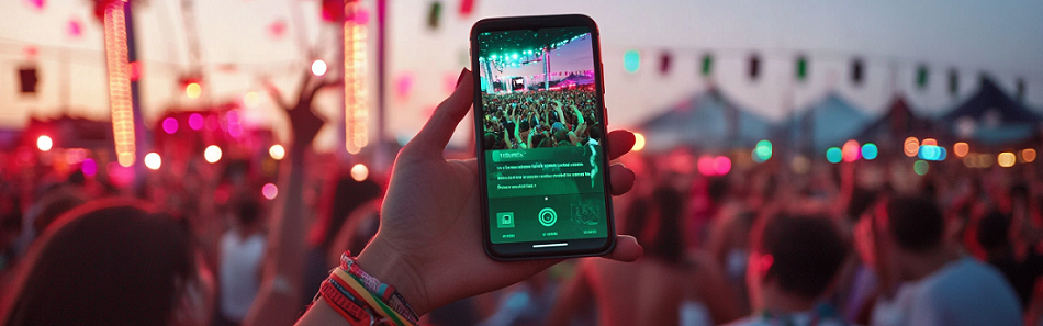 Festival goer with AR app